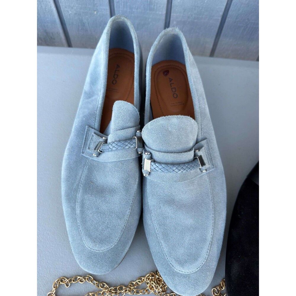 ALDO Hattemseflex men's suede loafers, Light blue Sz 10 US / 43 Eur NWOB